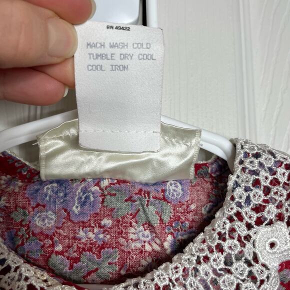 Gunne Sax by Jessica McClintock Girl's Victorian Prairie Dress Red Floral Size 7 - Picture 11 of 12